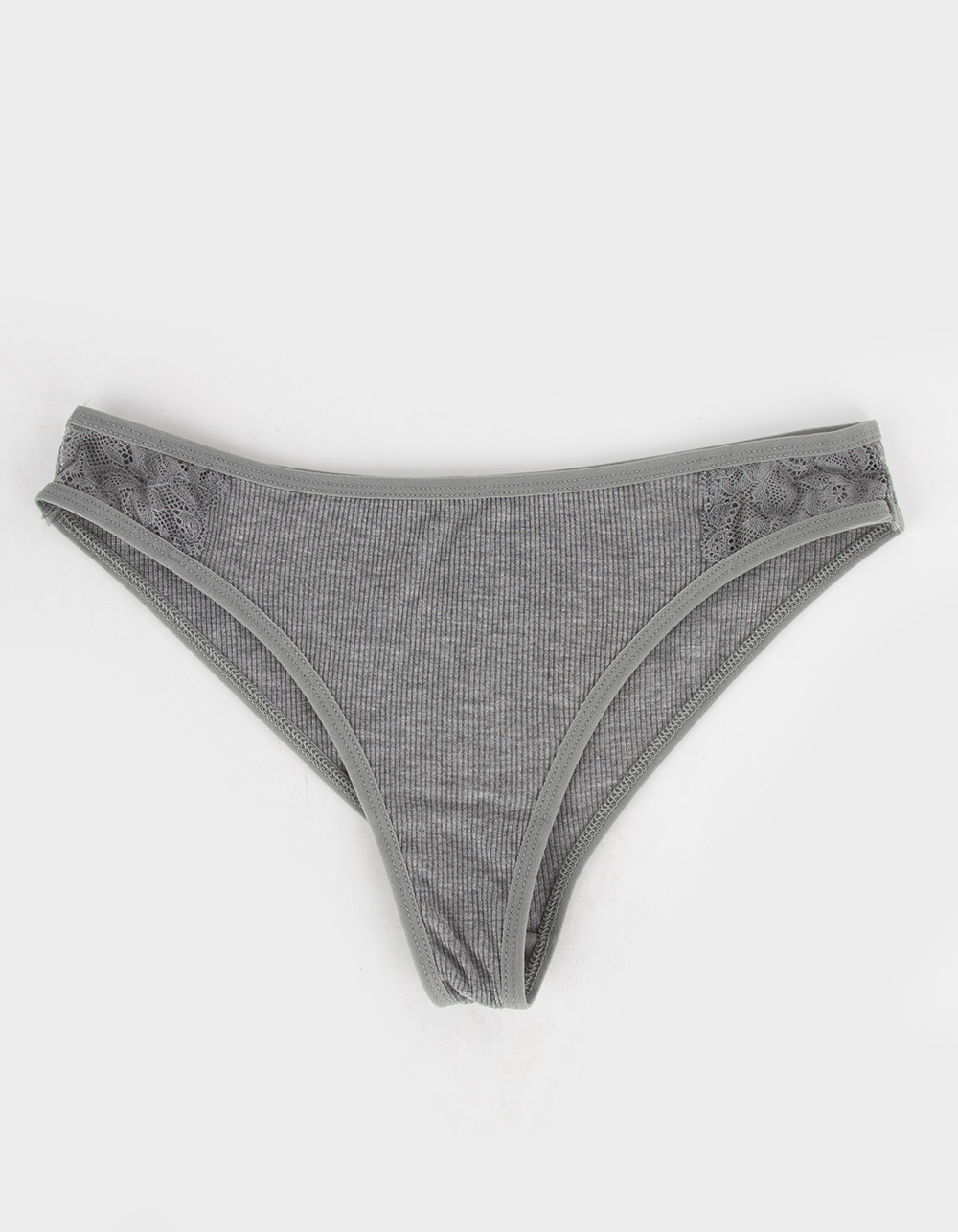 SKY & SPARROW Rib Laceside Bikini Panties - HEATHER GRAY | Tillys