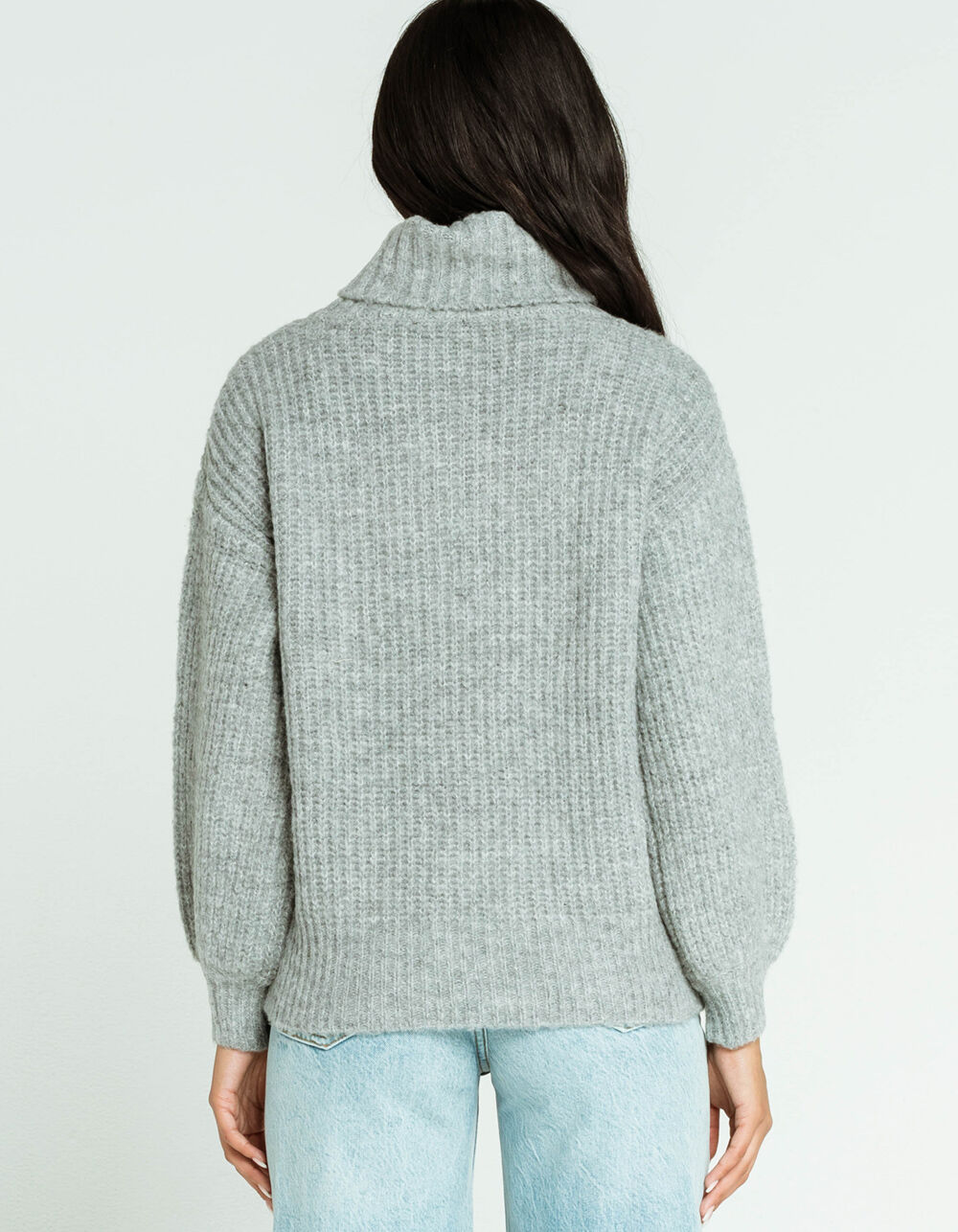LUMIERE Transfer Stitch Turtleneck Womens Gray Sweater - GRAY