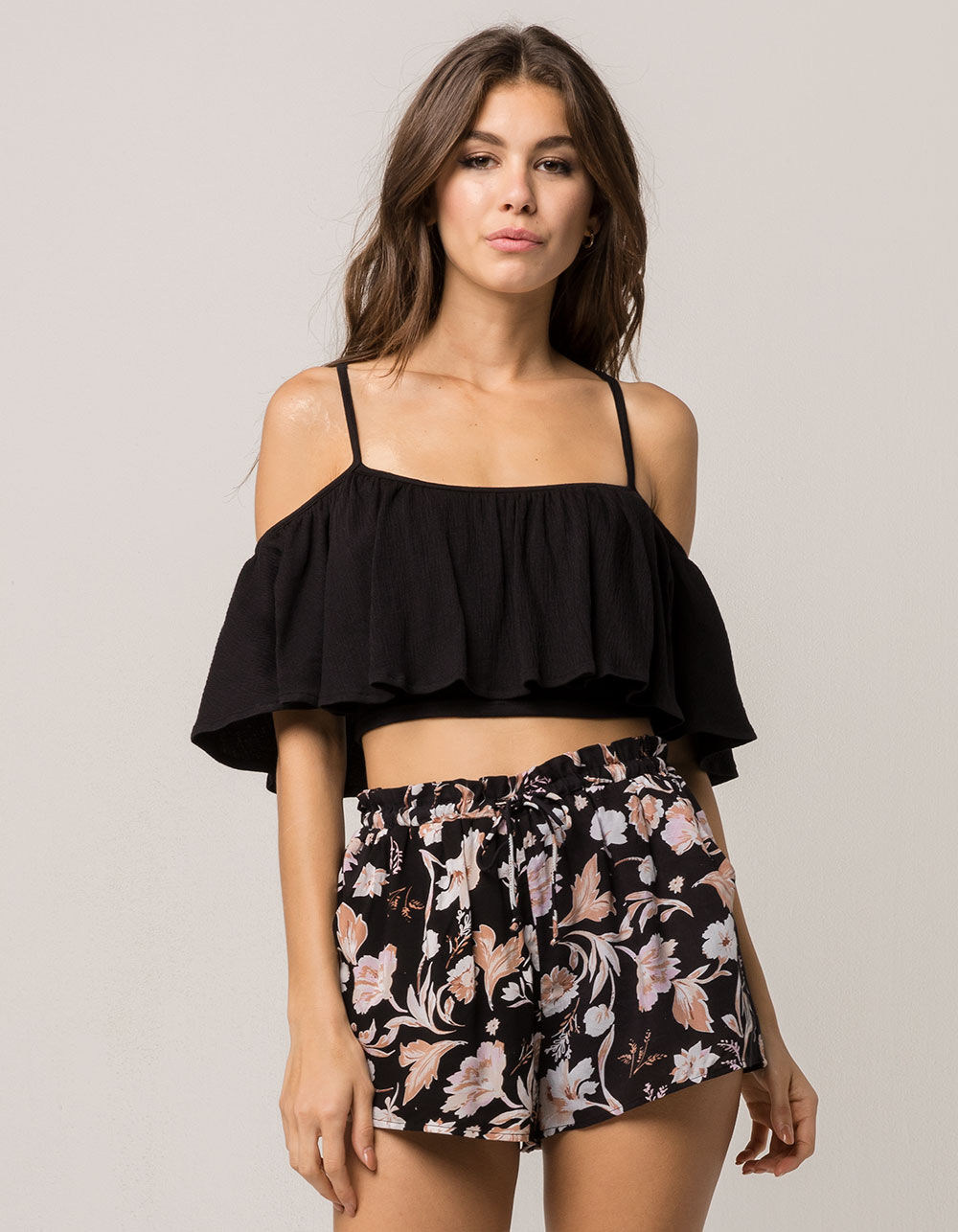 AMUSE SOCIETY Life's A Frill Womens Cold Shoulder Top - BLACK | Tillys