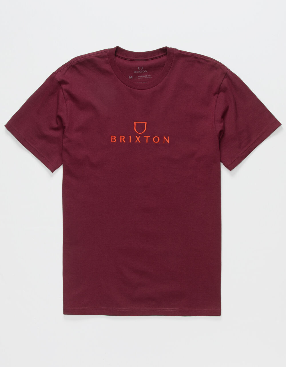 BRIXTON Alpha Thread Embroidered Mens Tee - BURGUNDY | Tillys