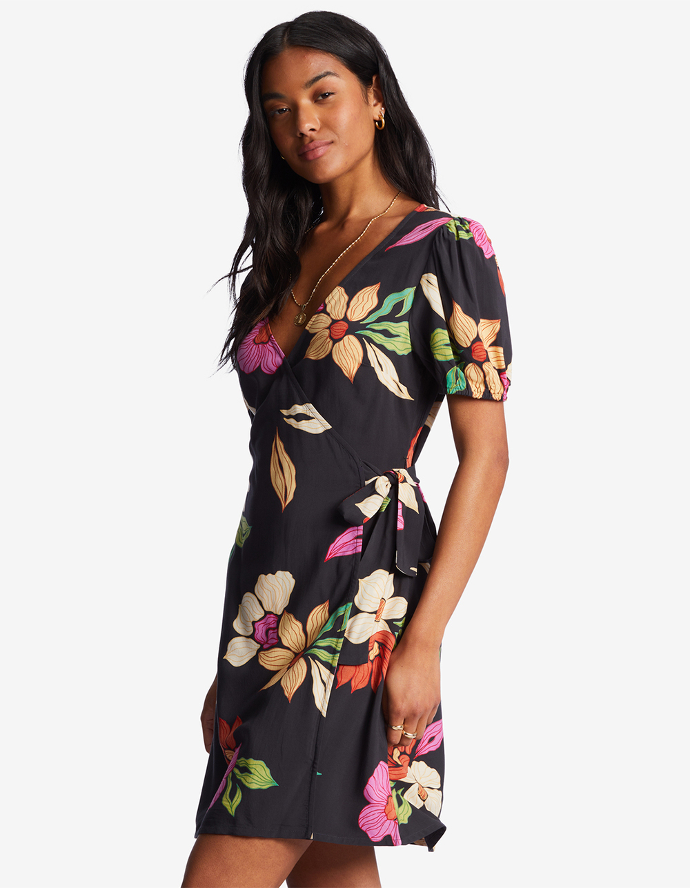 BILLABONG Hot Tropics Womens Mini Wrap Dress - BLACK COMBO | Tillys