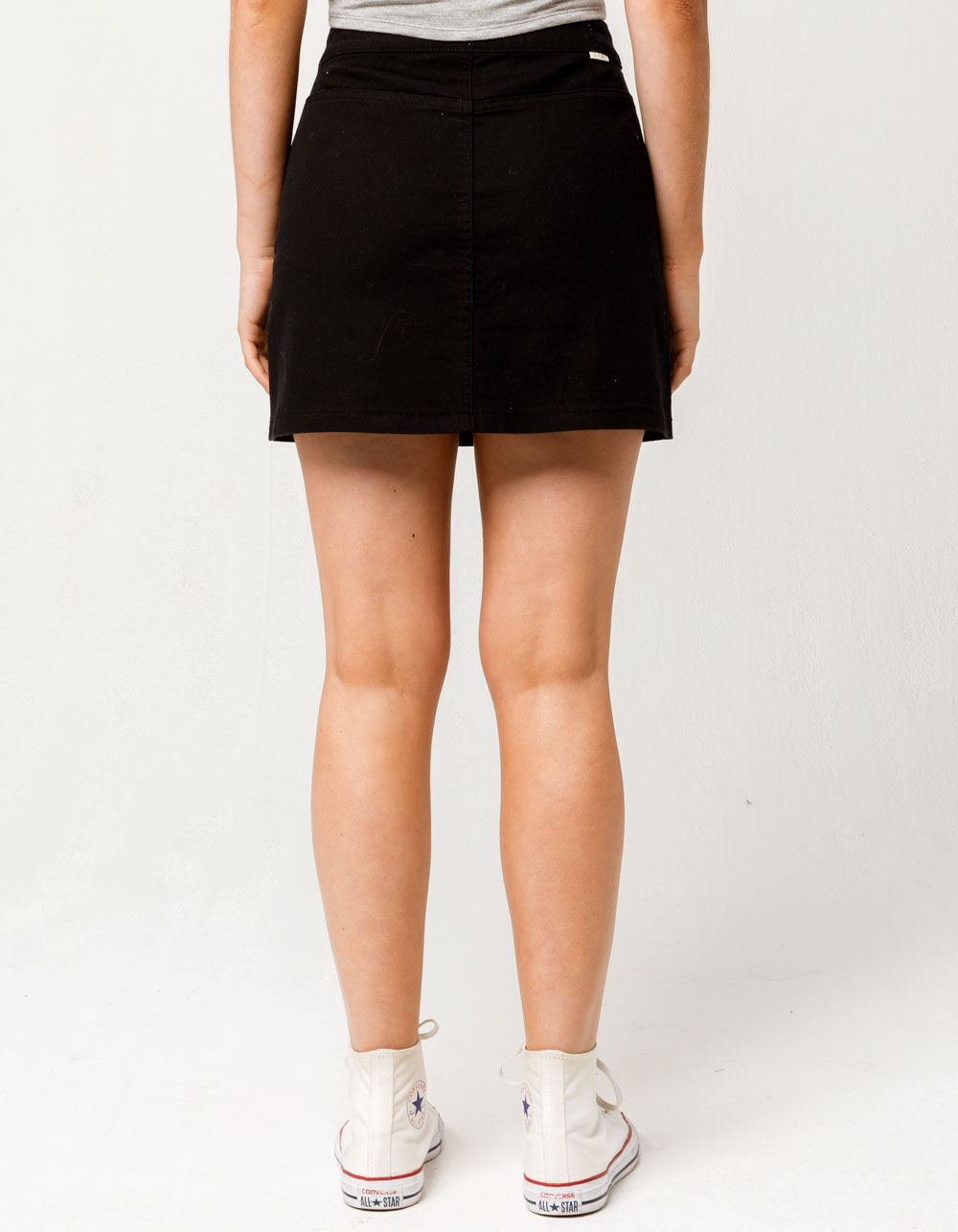 SKY AND SPARROW Button Front Black Denim Skirt - BLACK | Tillys