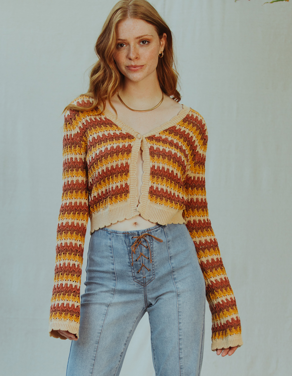 WEST OF MELROSE Crochet Stripe MULTI Womens - Sweater | Tillys