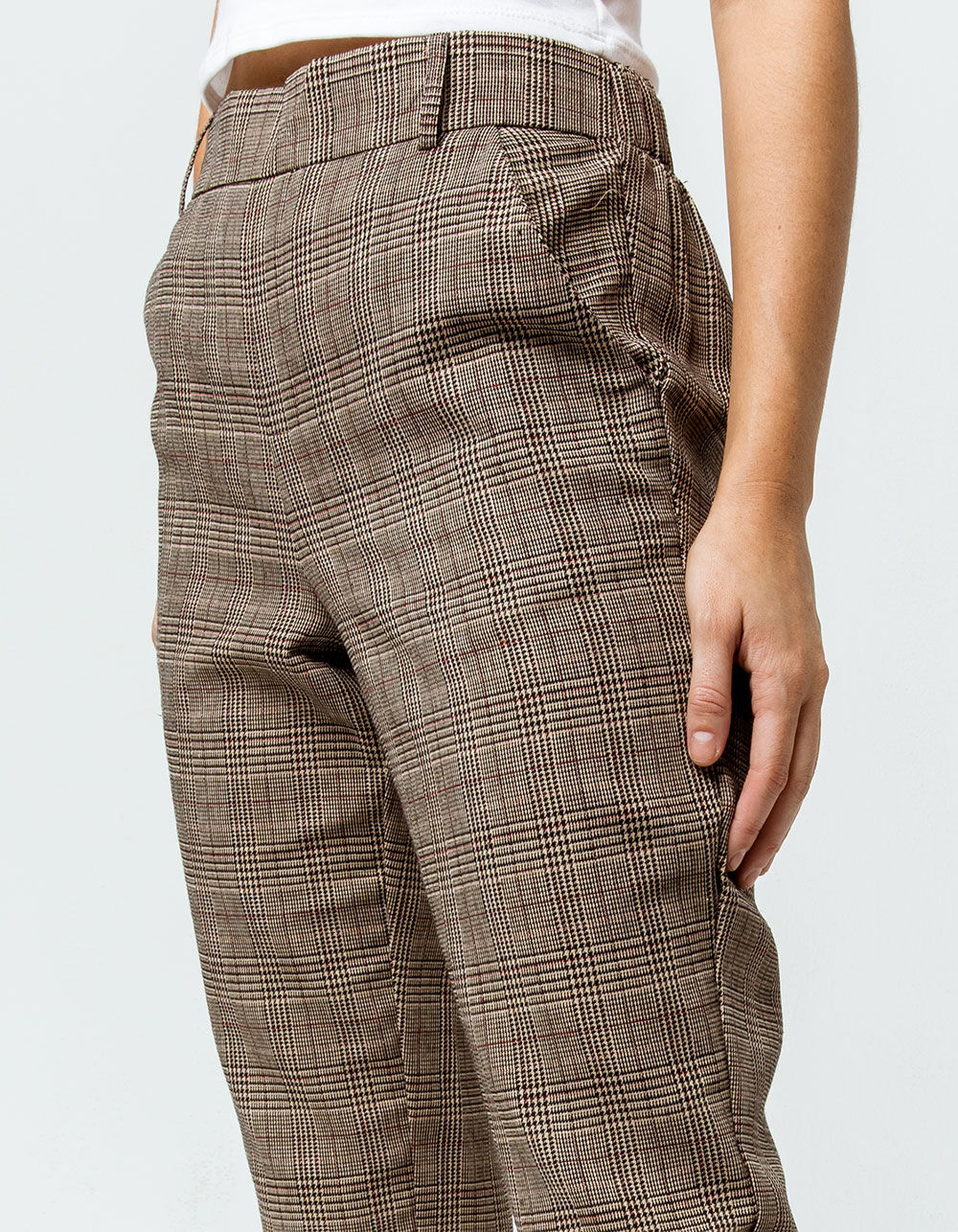 SKY AND SPARROW Plaid Womens Trouser Pants - TAN/RED | Tillys