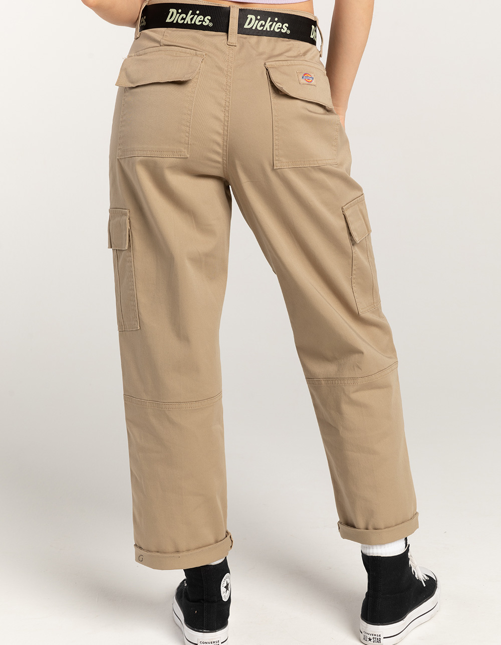 DICKIES Roll Cuff Womens Cargo Pants - STONE