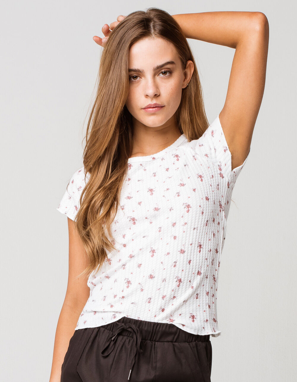 COCO & JAIMESON Floral Womens Thermal Top - WHITE COMBO | Tillys