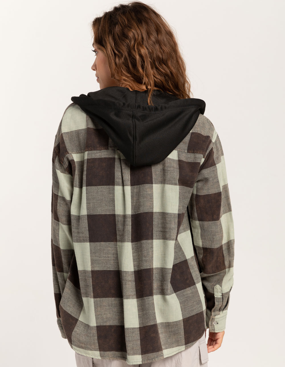 FULL TILT Sage Buffalo Womens Hooded Flannel - SAGE | Tillys
