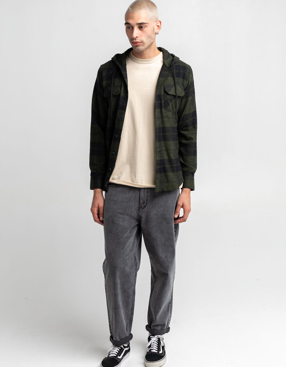 RSQ Mens Plaid Hooded Flannel - OLIVE COMBO | Tillys