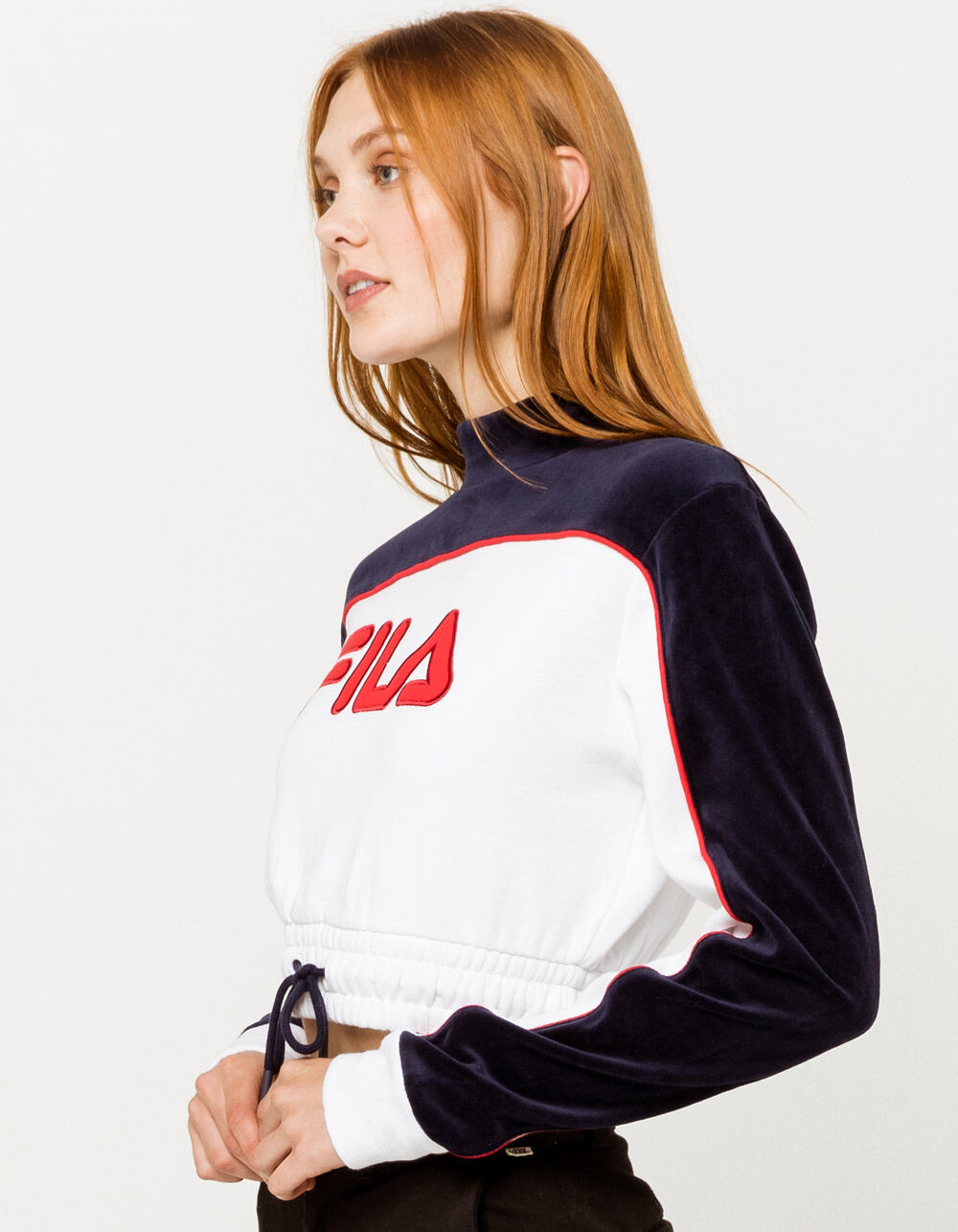 FILA Cadence Mock Neck Womens Crop Sweatshirt - WHITE COMBO | Tillys
