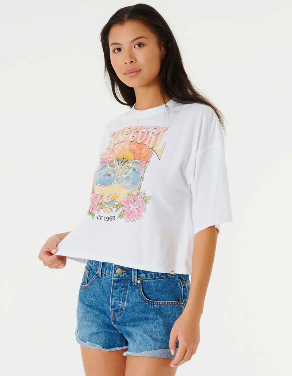 RIP CURL | Barrelled Crop Tillys Tee - Womens Heritage WHITE