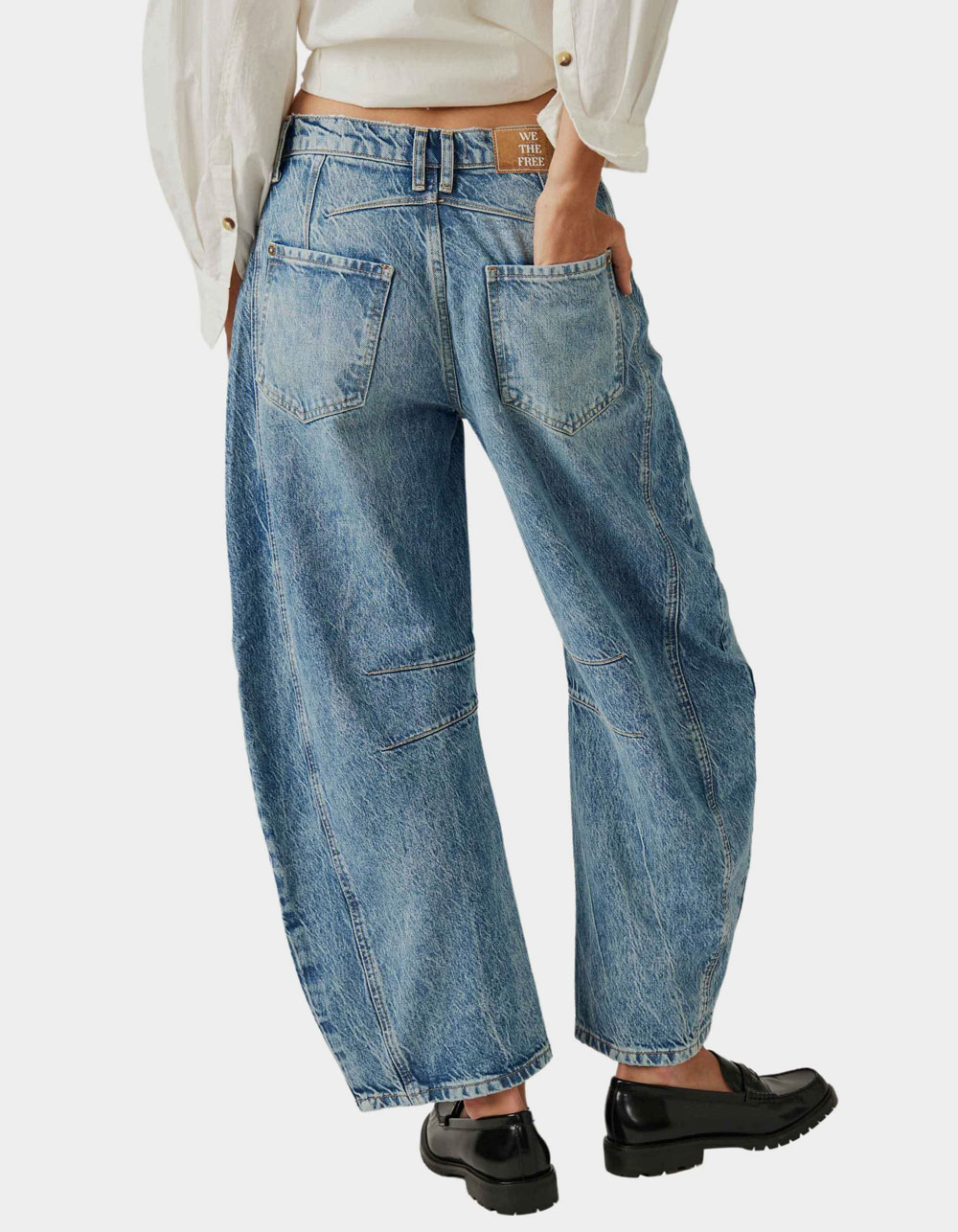 FREE PEOPLE Good Luck Mid Rise Barrel Womens Jeans - LIGHT WASH | Tillys