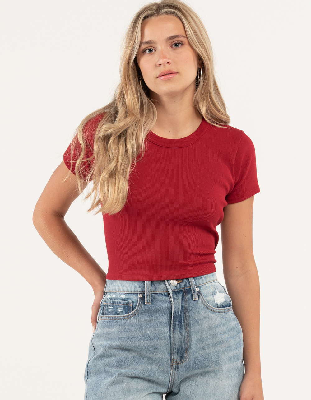 RSQ Open Back Womens Baby Tee - BURGUNDY | Tillys