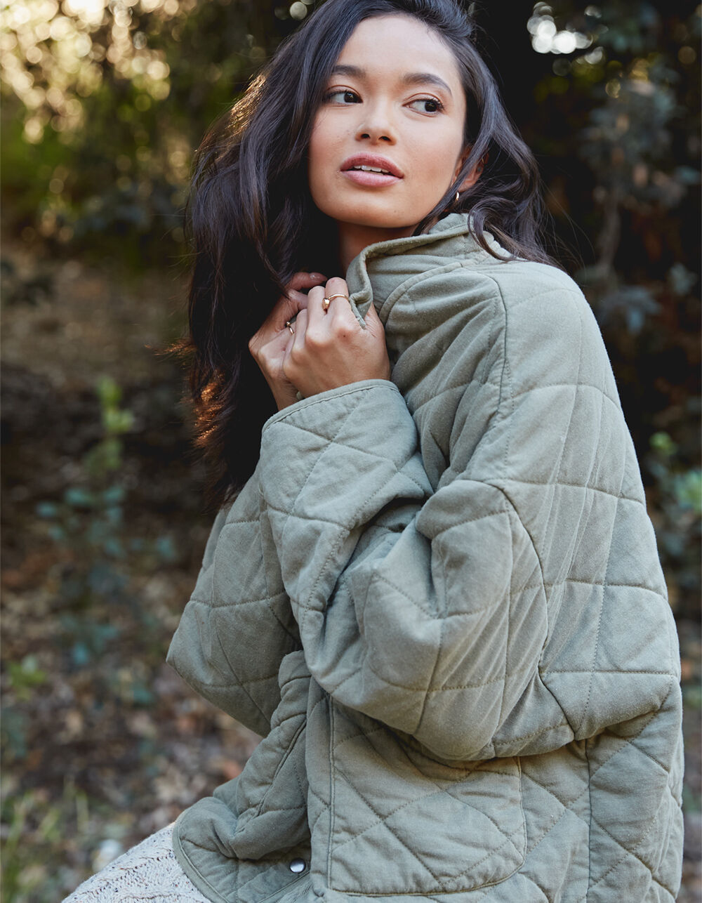 WEST OF MELROSE All The Feels Womens Olive Quilted Jacket - OLIVE | Tillys