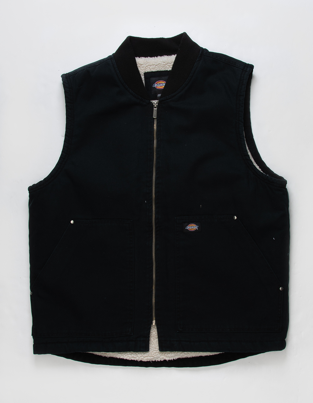 Genuine Dickies Men's Sherpa Lined Canvas Vest with Zip Utility