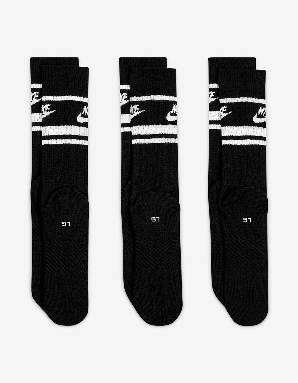 NIKE Sportswear Dri-FIT Everyday Essential 3 Pack Mens Crew Socks - BLK ...