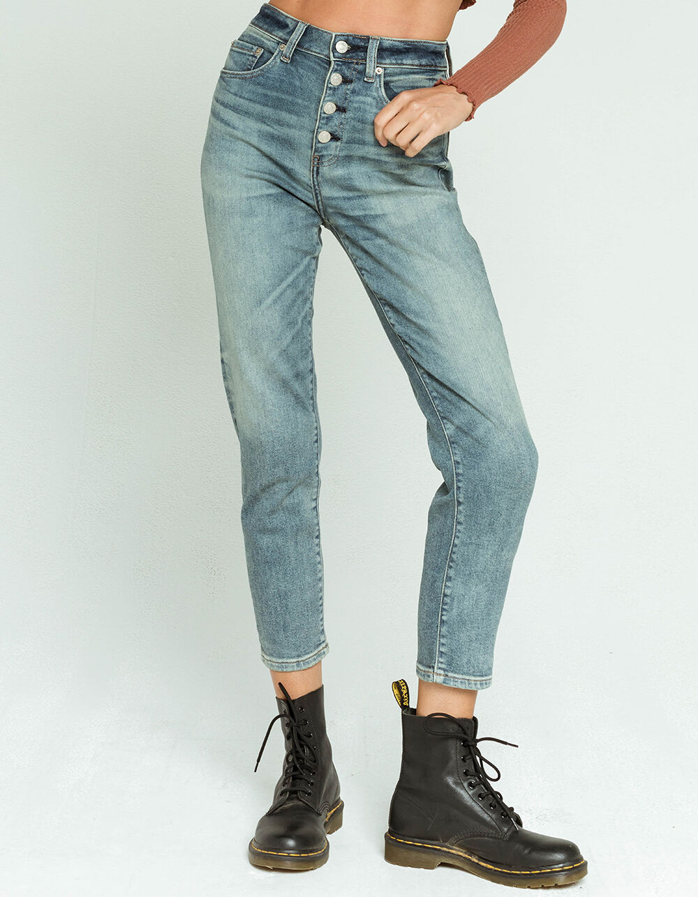 DAZE High Rise Seam Womens Mom Jeans - FADED DENIM | Tillys
