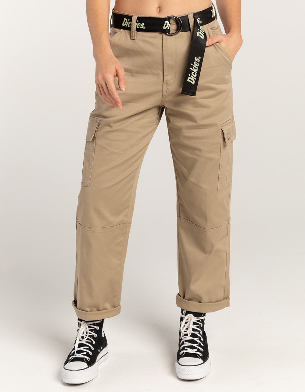DICKIES Roll Cuff Womens Cargo Pants - BROWN, Tillys