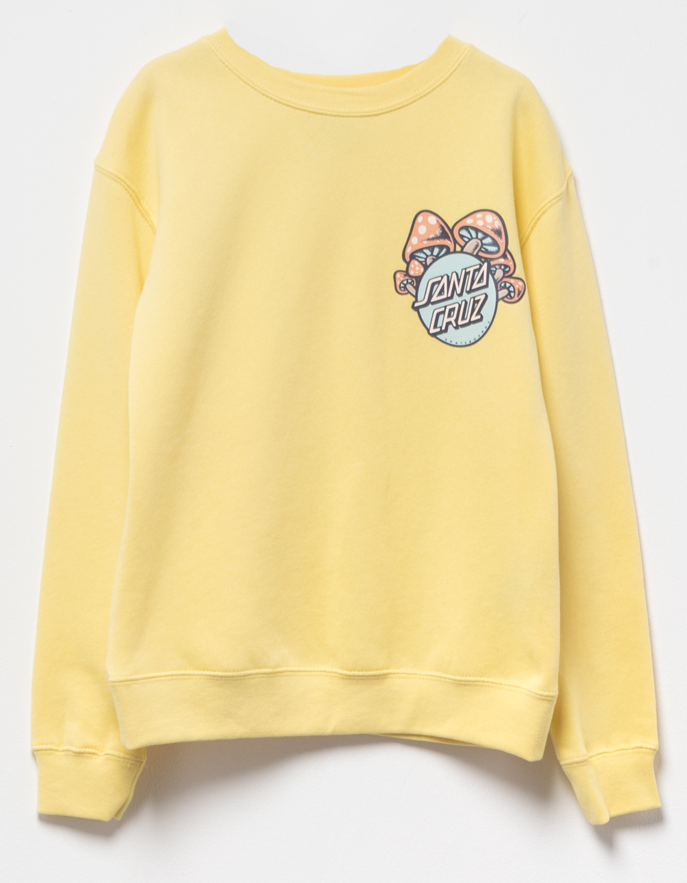 SANTA CRUZ Shroom Dot Girls Oversized Crewneck Sweatshirt - YELLOW | Tillys