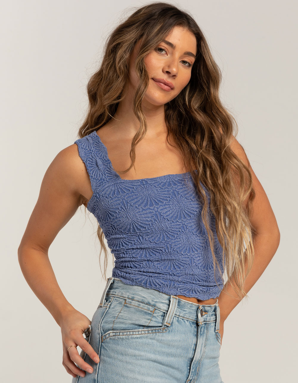 FREE PEOPLE Seamless Love Letter Womens Cami - PERIWINKLE