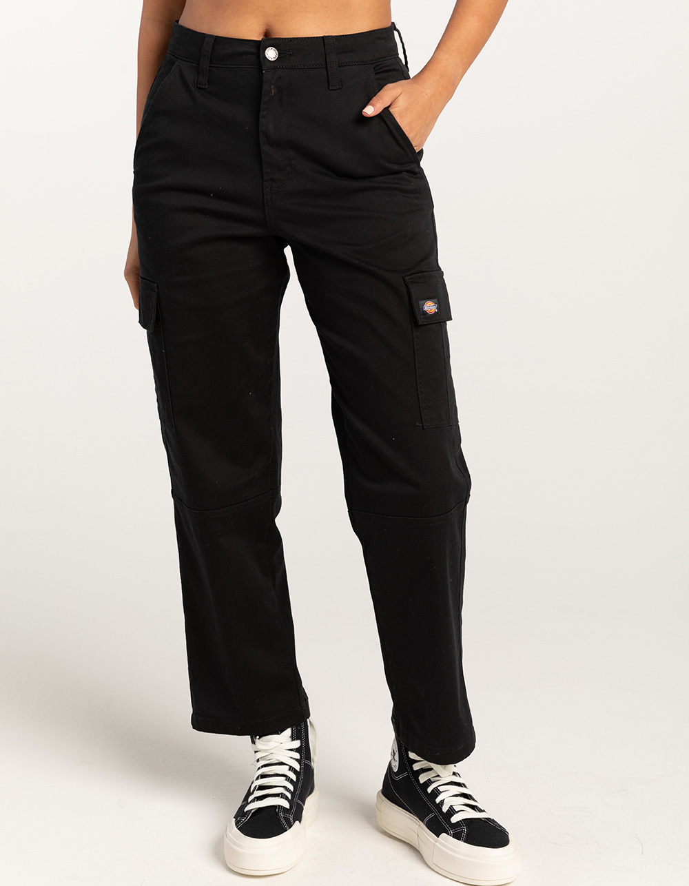 DICKIES Roll Cuff Womens Cargo Pants - BLACK