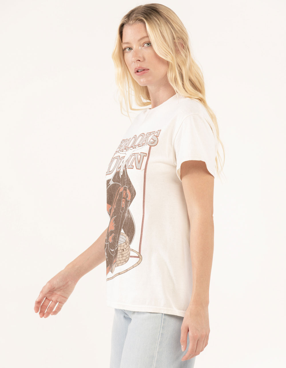 GOODIE TWO SLEEVES Brooks and Dunn Boot Womens Oversized Tee - NATURAL ...