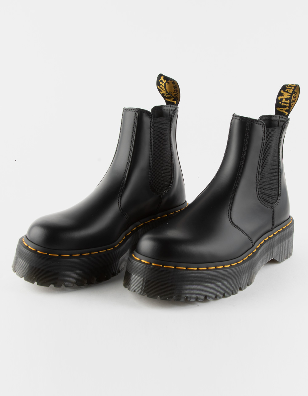 DR. MARTENS 2976 Quad Platform Black Womens Chelsea Boots - BLACK