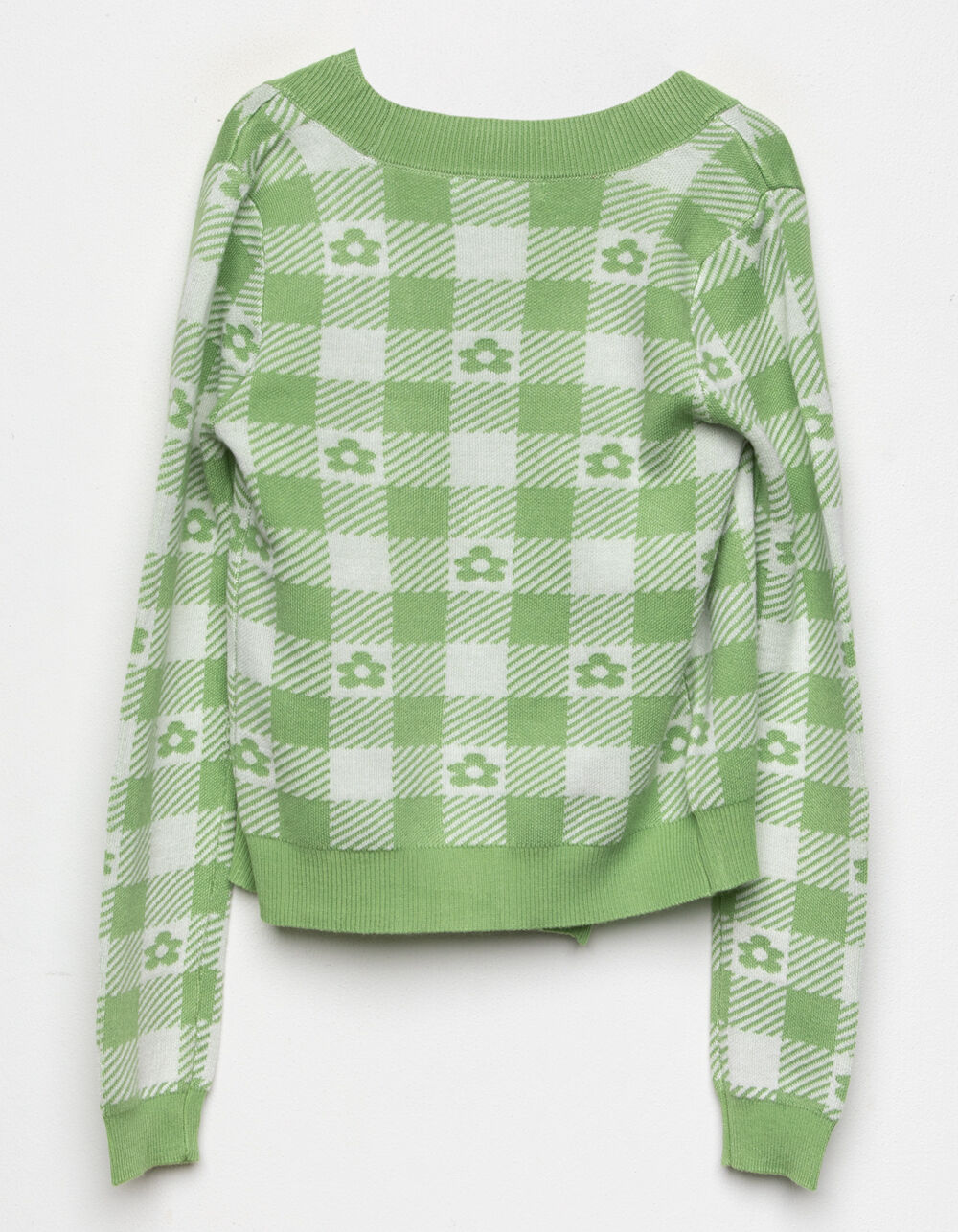 FULL TILT Checkerboard Floral Girls Sweater Set - GREEN COMBO | Tillys
