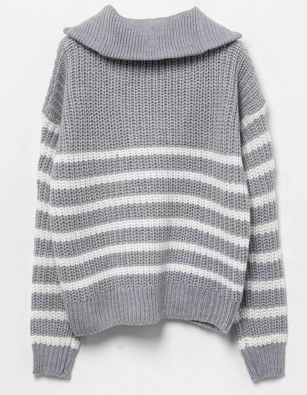 FULL CIRCLE TRENDS Stripe Half Zip Girls Sweater - GRAY/WHITE | Tillys