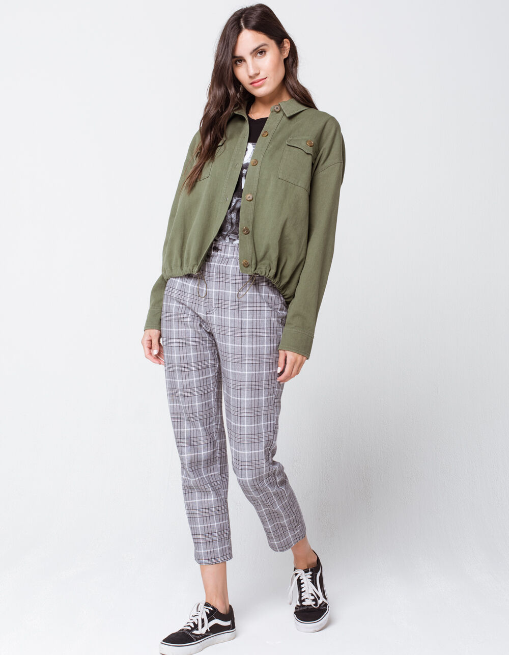 SKY AND SPARROW Cinched Twill Womens Jacket - OLIVE | Tillys