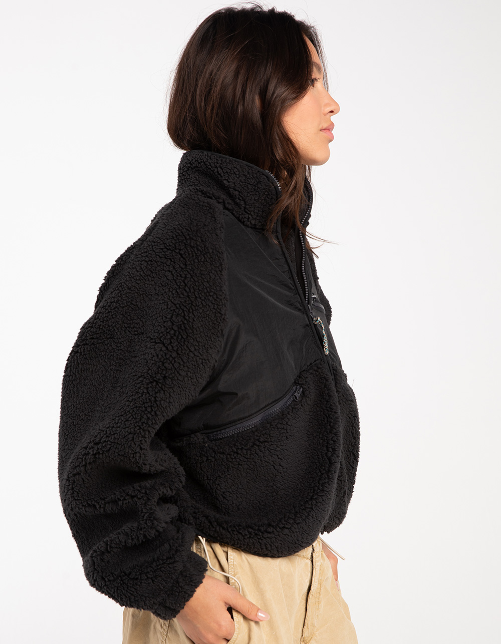 BDG Urban Outfitters Boxy Cozy Fleece Womens Jacket - BLACK
