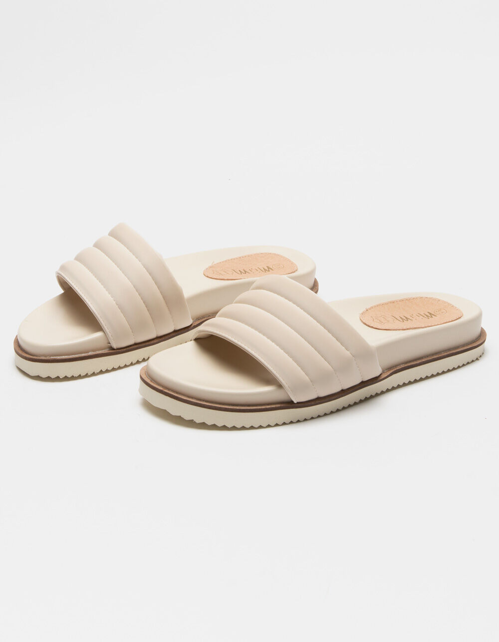 MI.IM Vikki Quilted Womens Slide Sandals - BEIGE - VIKKI