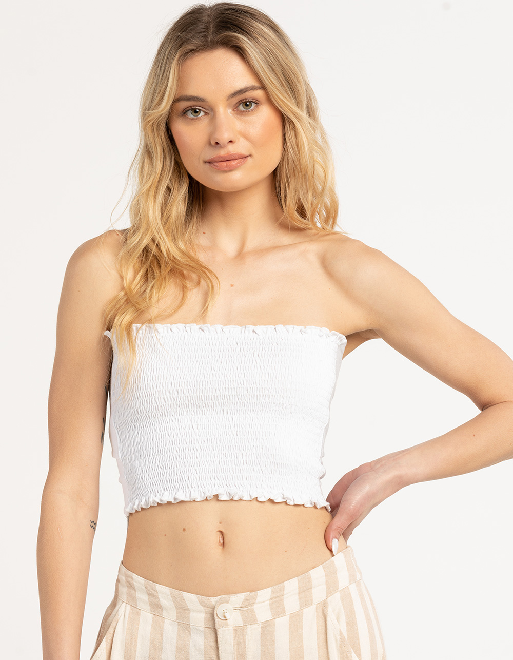 Stylish Short Tube Top with Gathered Detail