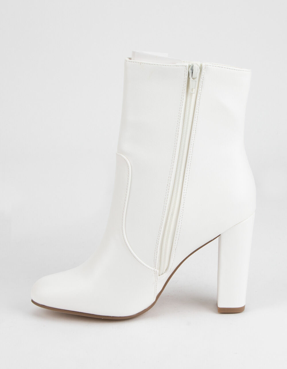 DELICIOUS Curved Heel Womens Ankle Boots - WHITE | Tillys