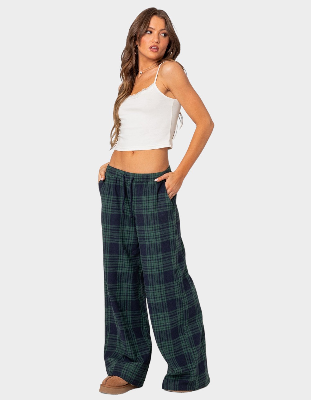 Women's Lounge Mid Rise Wide Leg Crop Pajama Pants