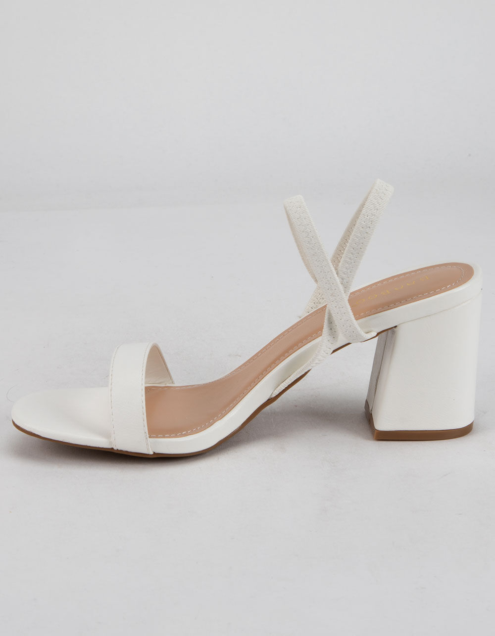BAMBOO Elastic Strap Womens White Block Heels - WHITE | Tillys