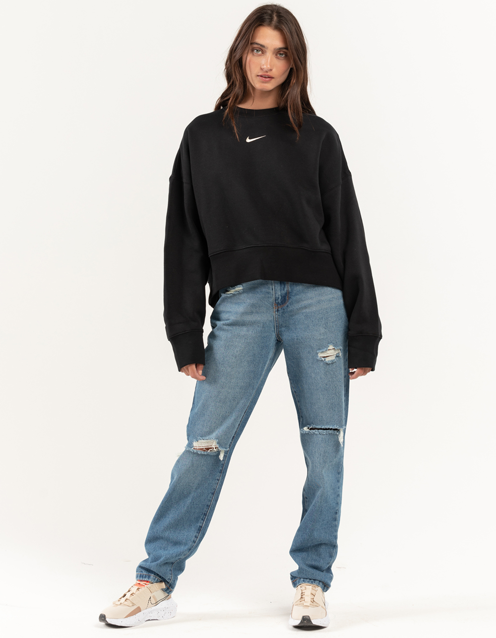 NIKE Sportswear Womens Oversized Crewneck Sweatshirt - BLACK