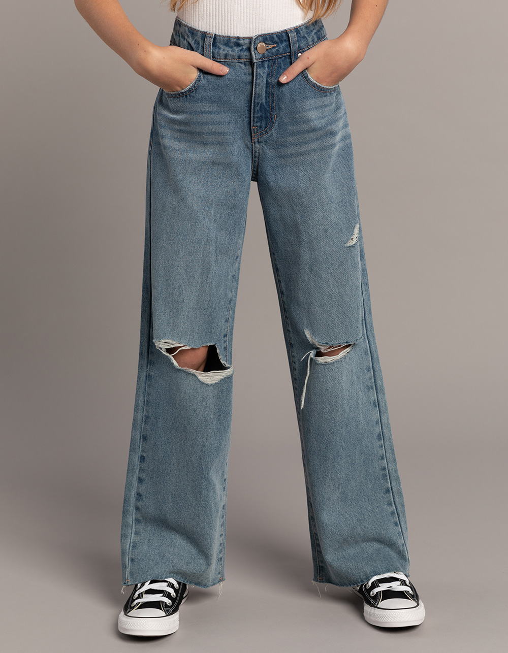 RSQ Girls High Rise Wide Leg Jeans - MEDIUM WASH | Tillys