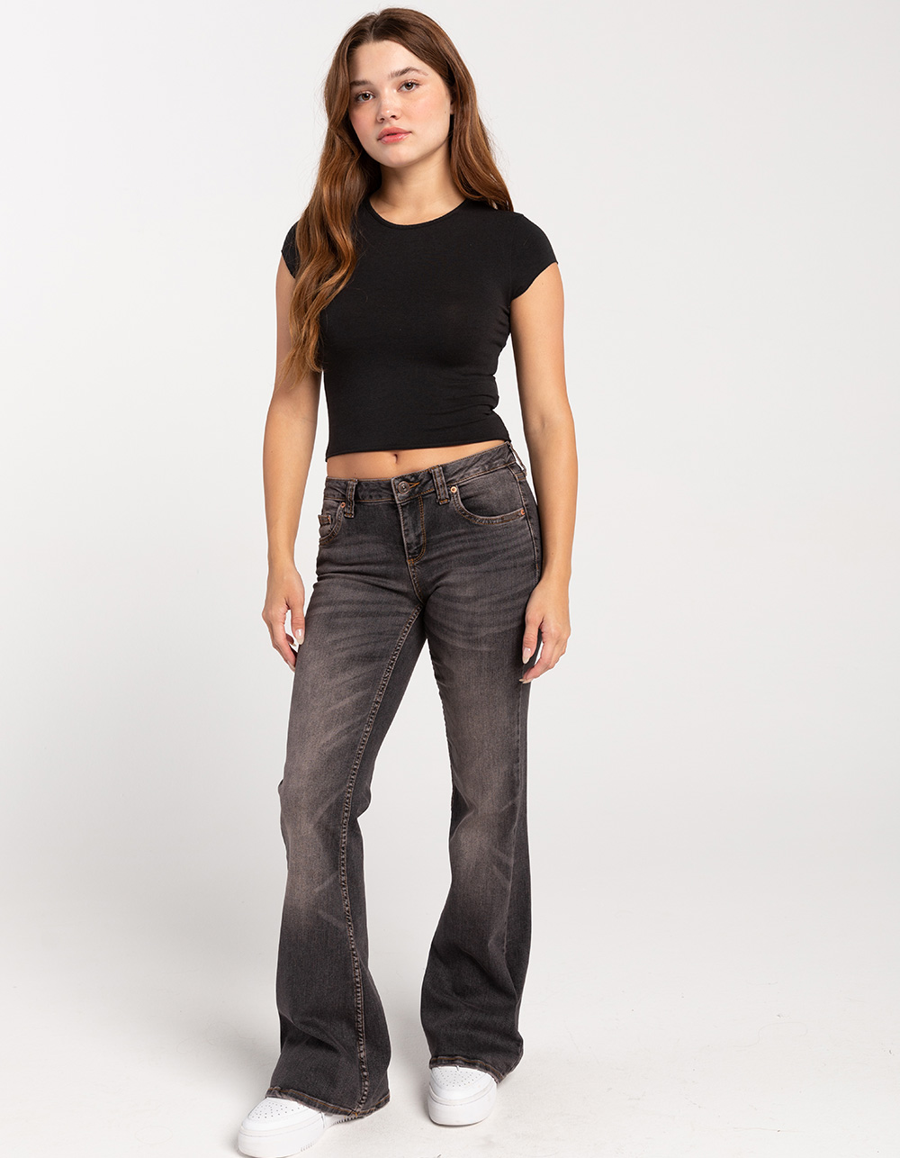 Women's Low-Rise Brown Flare Jeans