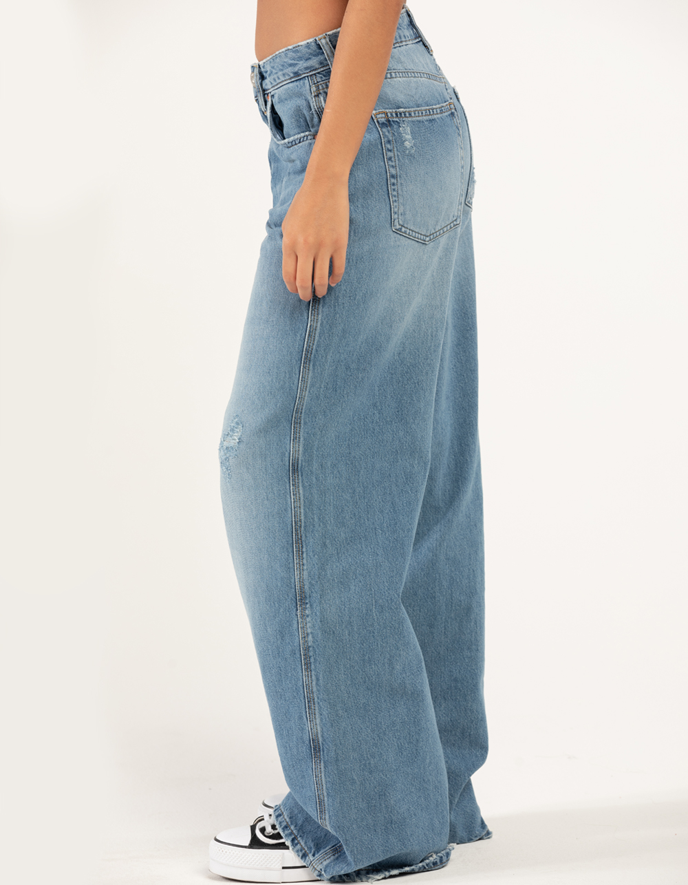 Mid Rise Baggy Leg Puddle Jean in Riley Vintage Wash