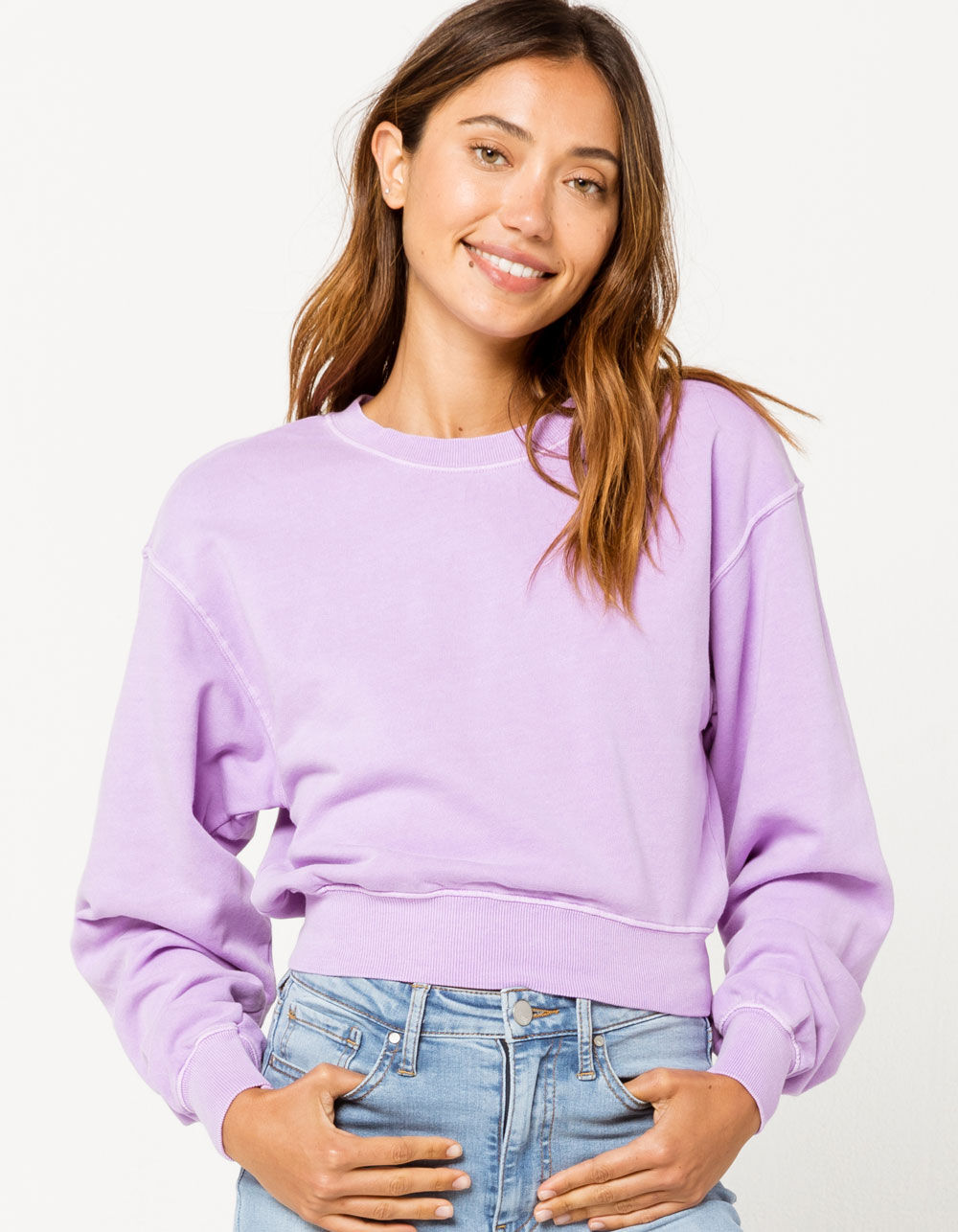 FULL TILT Lavender Womens Crop Sweatshirt - LAVENDER | Tillys