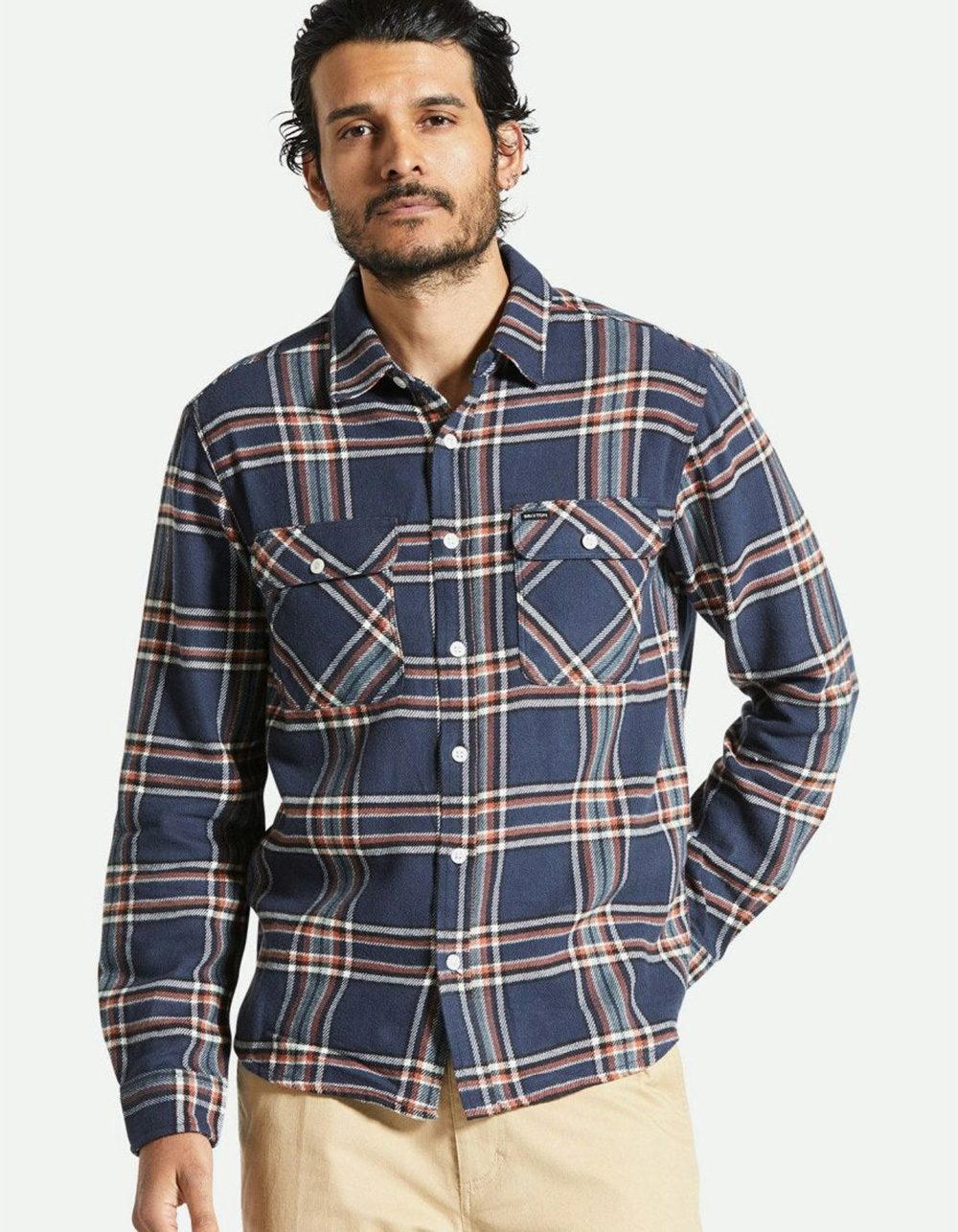 BRIXTON Bowery Mens Flannel - NAVY | Tillys