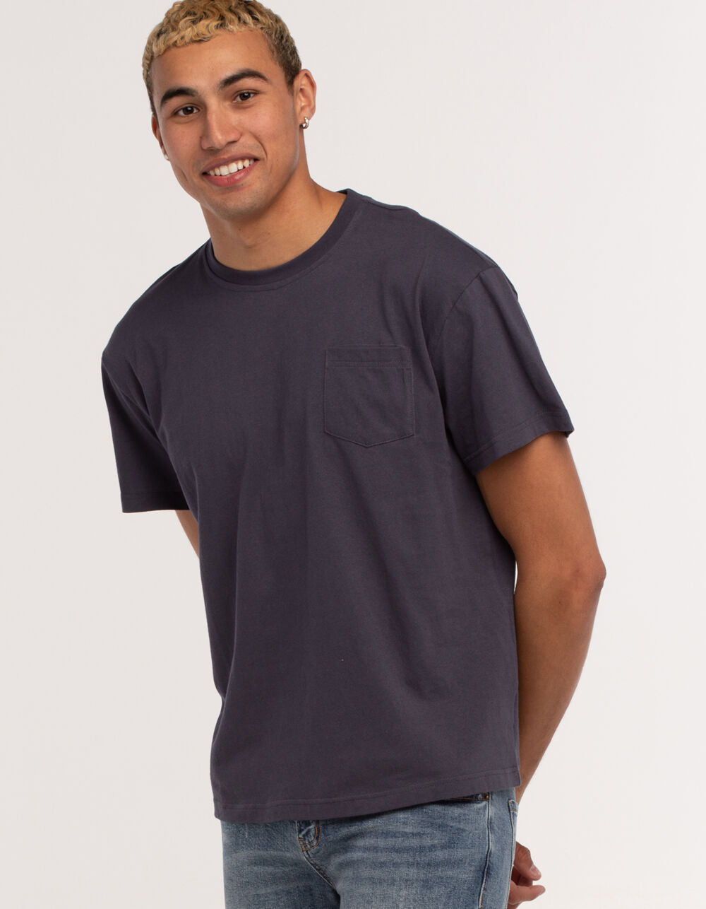 RSQ Oversized Solid Mens Pocket Tee - NAVY | Tillys