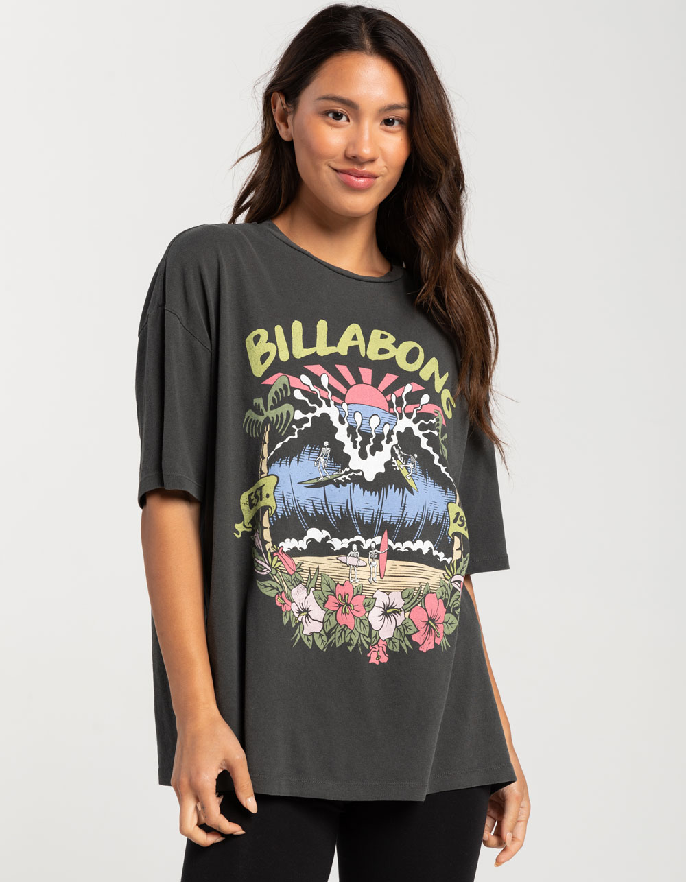 BILLABONG Left And Right Womens Oversized Tee - OFF-BLACK | Tillys