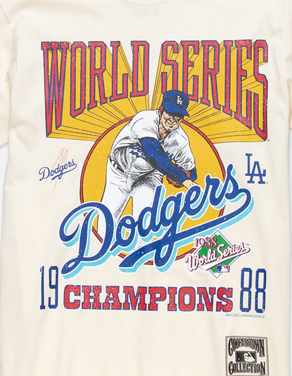 MITCHELL & NESS Dodgers World Series 1988 Mens Tee - CREAM
